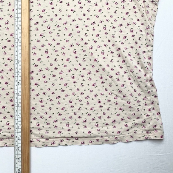 Vintage Ivory Baby Pink Floral Fairy Ditzy 100% Cotton Plus Size Top XXL 26/28 - Picture 7 of 8